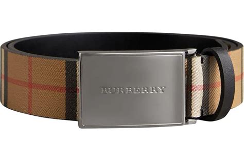 burberry plaque buckle vintage check leather belt 1.4 width black|Men's Designer Belts .